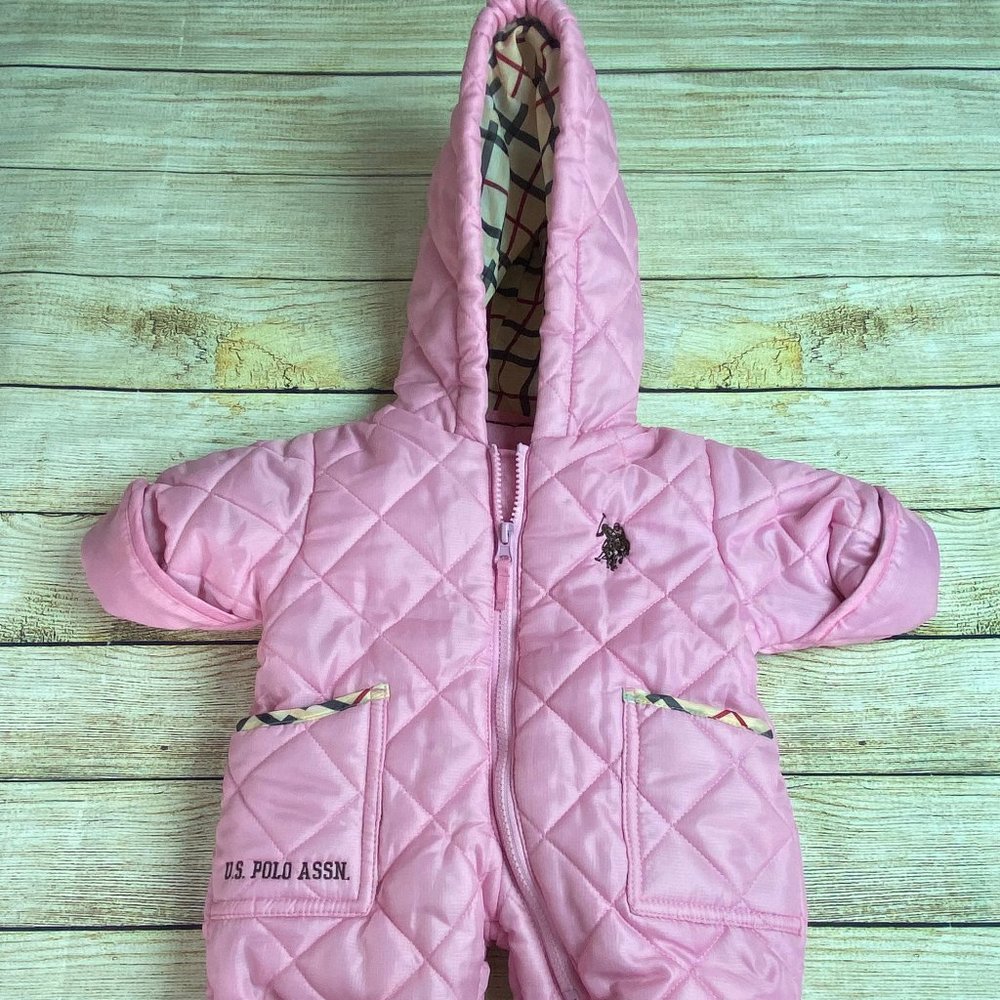US Polo ASSN Snow Suit Pink Size 3-6 months New